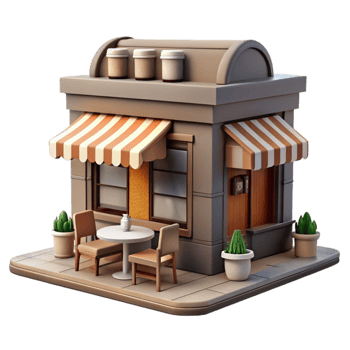 dramatic contemporary Urban Street Cafe Front View Cutout high resolution png
