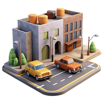 vibrant contemporary Urban Street Scene with People Cutout professional png