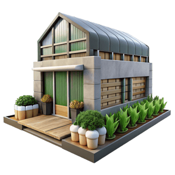 impressive abstract Urban Vertical Farm Exterior Daytime Cutout premium png