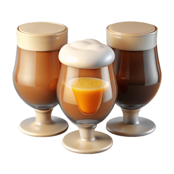 serene vintage Variety of Beer Styles in Tasting Glasses Transparent Background high quality png