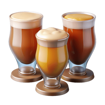 wonderful creative Variety of Beer Styles in Tasting Glasses Transparent Background exclusive png