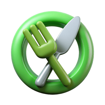 magnificent classic Vegetarian Symbol Green Fork and Knife Isolated detailed png