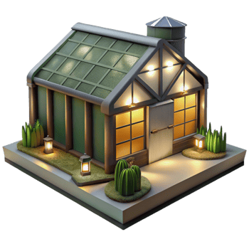 extraordinary creative Vertical Farm Exterior Night View Isolated premium png