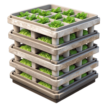 magnificent classic Vertical Farm Growing Trays Stacked High Transparent Background genuine png