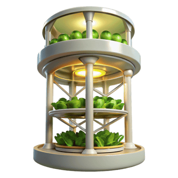 elegant vintage Vertical Farming Tower Interior Bright Lighting Cutout original png