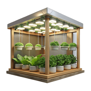 magnificent contemporary Vertical Farm Interior Artificial Lighting Transparent Background high quality png