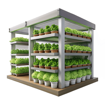 beautiful modern Vertical Farm Interior Rows of Plants Cutout original png