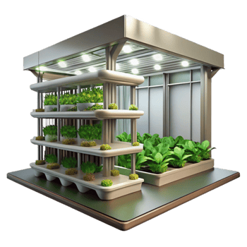 impressive contemporary Vertical Farm Interior Wide Angle Shot Isolated png