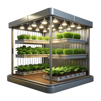 serene abstract Vertical Farm Interior with Led Lighting Transparent Background authentic png