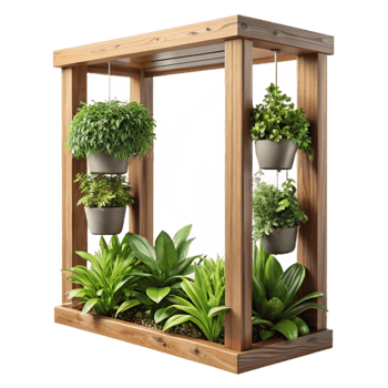dramatic traditional Vertical Garden Frame Wooden Transparent Background original png
