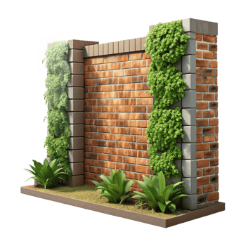 extraordinary rustic Vertical Garden Wall Brick Background Transparent Background professional png