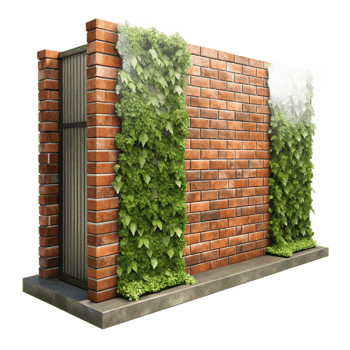 beautiful minimalist Vertical Garden Wall Brick Background Transparent Background detailed png