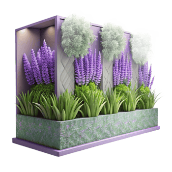 serene abstract Vertical Garden with Lavender and Rosemary Cutout Purple and Green exclusive png