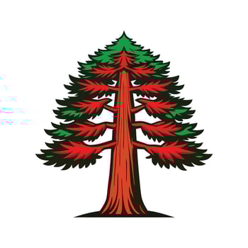 Elegant Outline of Coast Redwood Tree vector