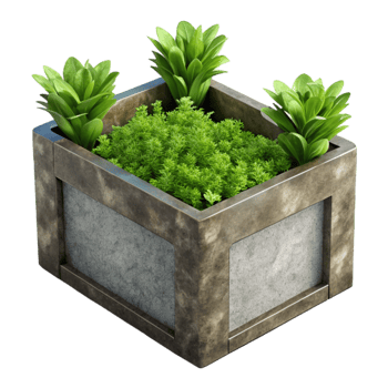 serene classic Vertical Planter with Herbs Cutout Front View exclusive png