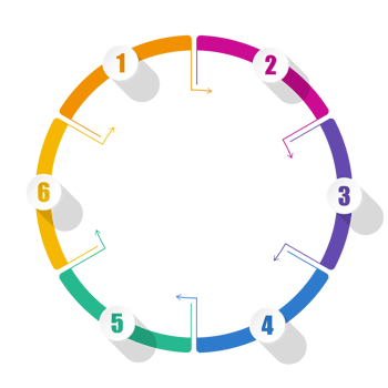 Infographic with 6 steps, and number. png