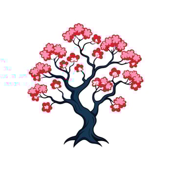 Japanese Cherry Tree Bold Outline Design 1 vector