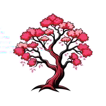Japanese Cherry Tree Bold Outline Design 3 vector
