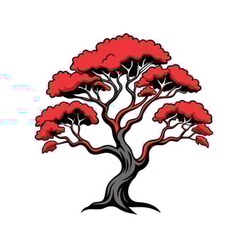 Japanese Stewartia Tree Bold Outline Design 3 vector