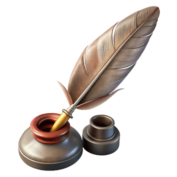 magnificent abstract Vintage Feather Pen with Inkwell Transparent Background professional png