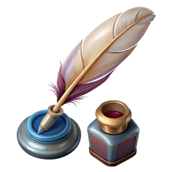 extraordinary classic Vintage Feather Pen and Inkwell Transparent detailed png