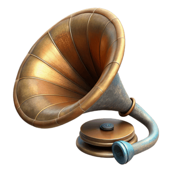 magnificent modern Vintage Gramophone Horn Close Up Transparent Background high resolution png