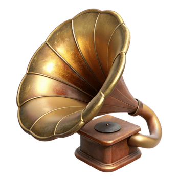 impressive abstract Vintage Gramophone Horn Close Up Transparent Background png
