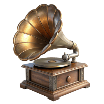 beautiful traditional Vintage Hand Crank Phonograph Side View Transparent premium png
