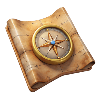 magnificent minimalist Vintage Hand Drawn Map with Compass Rose Cutout Element professional png