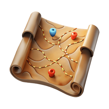 stunning creative Vintage Hiking Map with Trails Marked Transparent Background genuine png