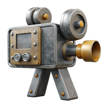 dramatic contemporary Vintage Movie Camera Side View Isolated Cutout exclusive png