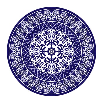 Ethnic Round national pattern of the peoples of the Great Steppe, Kazakh, Mongols, Kyrgyz, Kalmyks, Buryats. Kazakh folk pattern. For decor, sandblaster, textile, ceramic, porcelain, embroidery vector