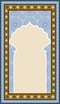Muslim prayer rug in blue tone vector