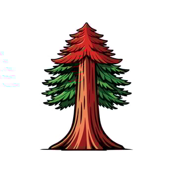 Distinct Redwood Tree Outline Art vector