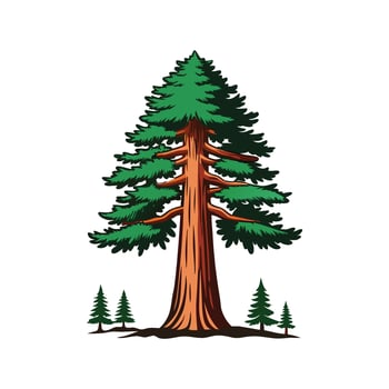 Realistic Sequoia Tree Bold Outline Design 3 vector