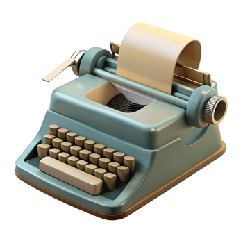 dramatic creative Vintage Typewriter with Paper Cutout on Transparent Background original png