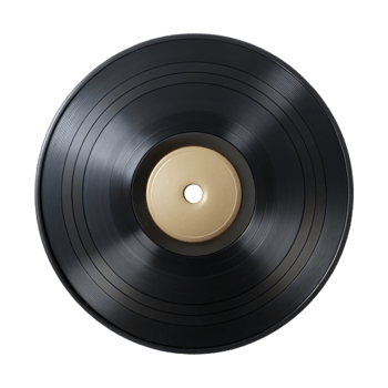 vibrant minimalist Vinyl Record Vintage Style Black Isolated on Transparent Background png
