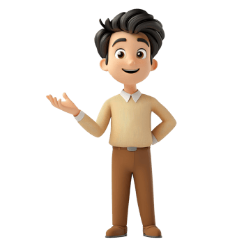 A cartoon man with his hands up and pointing png