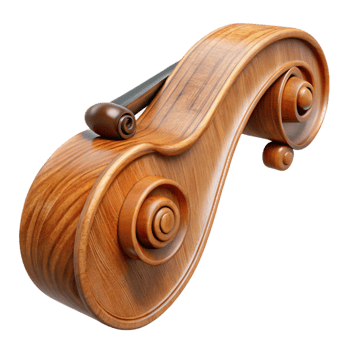 impressive artistic Violin Scroll Detail Polished Wood Cutout detailed png