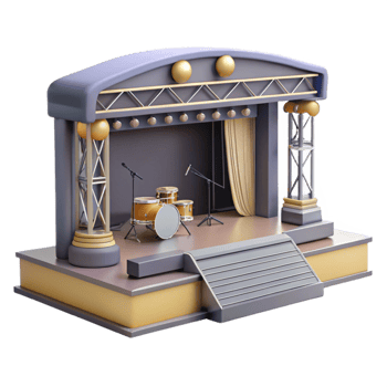 serene vintage Virtual Concert Stage Isolated Element detailed png