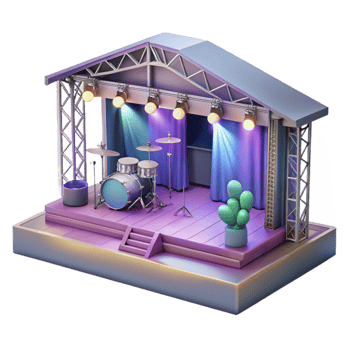 wonderful modern Virtual Concert Stage with Lights and Sound Transparent Background original png