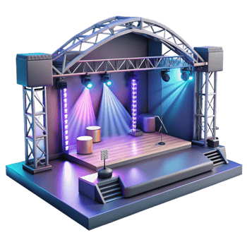 wonderful vintage Virtual Concert Stage with Lights and Sound Transparent Background exclusive png