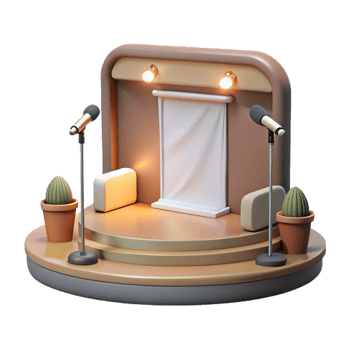 magnificent minimalist Virtual Conference Stage with Spotlight Transparent Background original png
