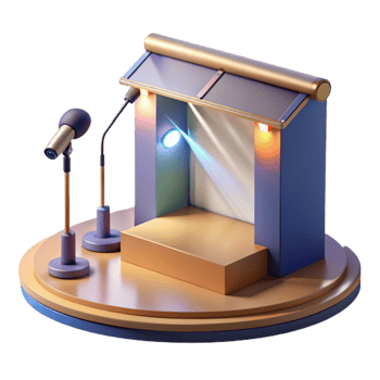 wonderful modern Virtual Conference Stage with Spotlight Transparent Background high resolution png