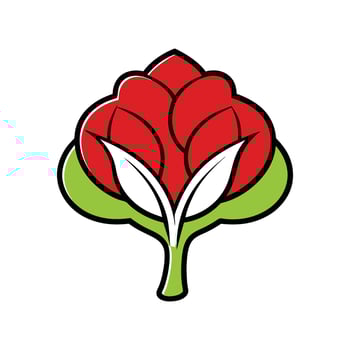 Realistic Tulip Tree Bold Outline Design 3 vector