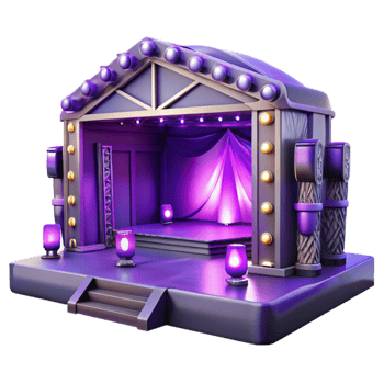 vibrant classic Virtual Event Stage with Purple Lighting Isolated authentic png
