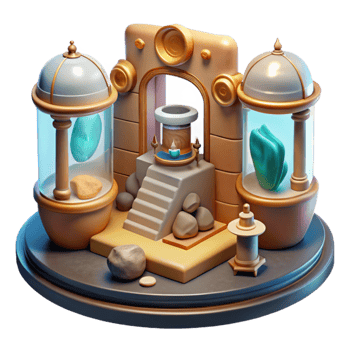stunning traditional Virtual Museum Exhibit with Artifacts Transparent Background professional png