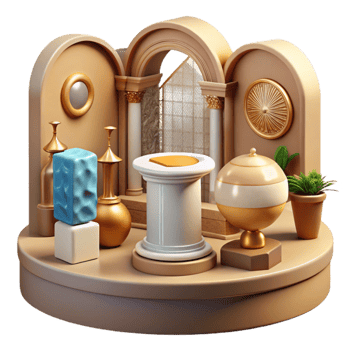 beautiful modern Virtual Museum Exhibit with Artifacts Transparent Background original png