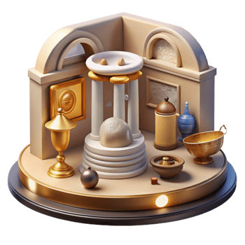stunning modern Virtual Museum Exhibit with Artifacts Transparent Background high resolution png