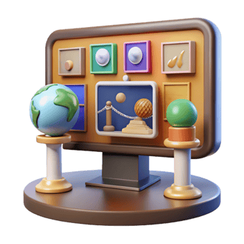 wonderful contemporary Virtual Museum Tour with Interactive Displays Isolated exclusive png